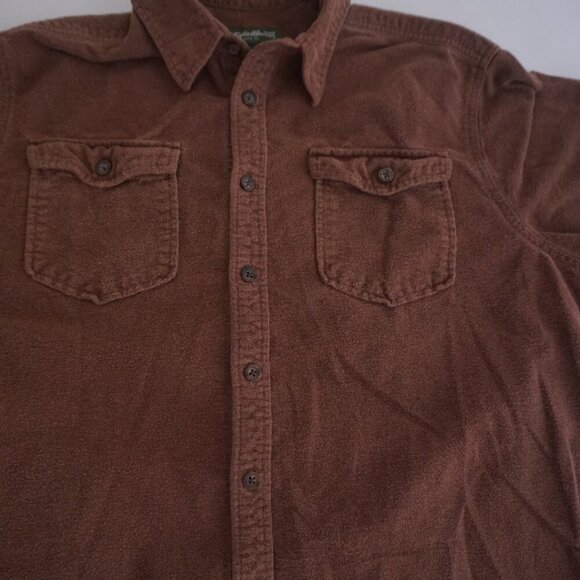 Vintage Eddie Bauer Brown Hunting Outdoors 100% Cotton Button Down Shirt L - Picture 6 of 11